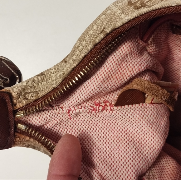 DB Logo Mini Bucket Hobo Bag With Leather Trim - Picture 9 of 14